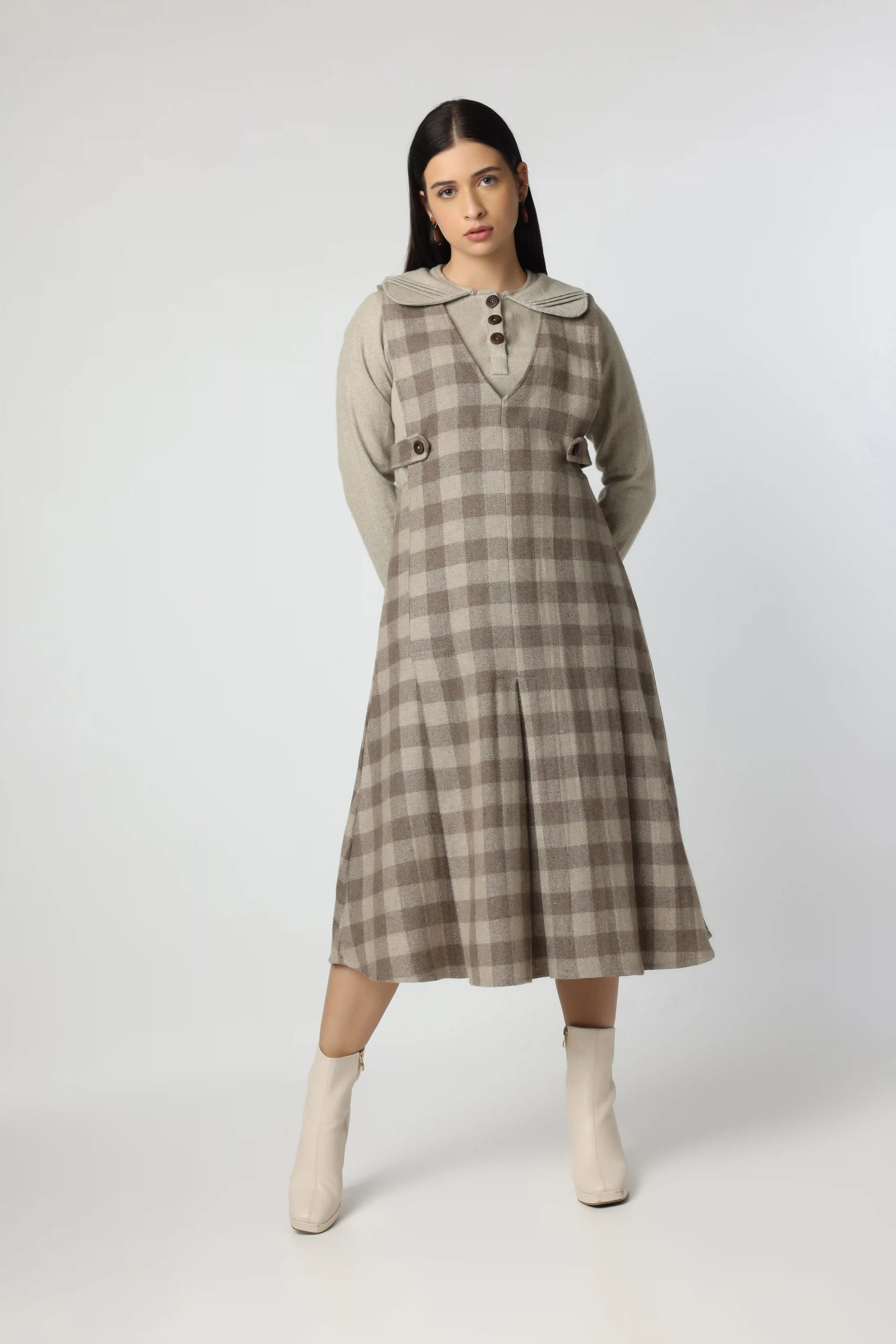 Stylish Woolen Two-Piece Dress