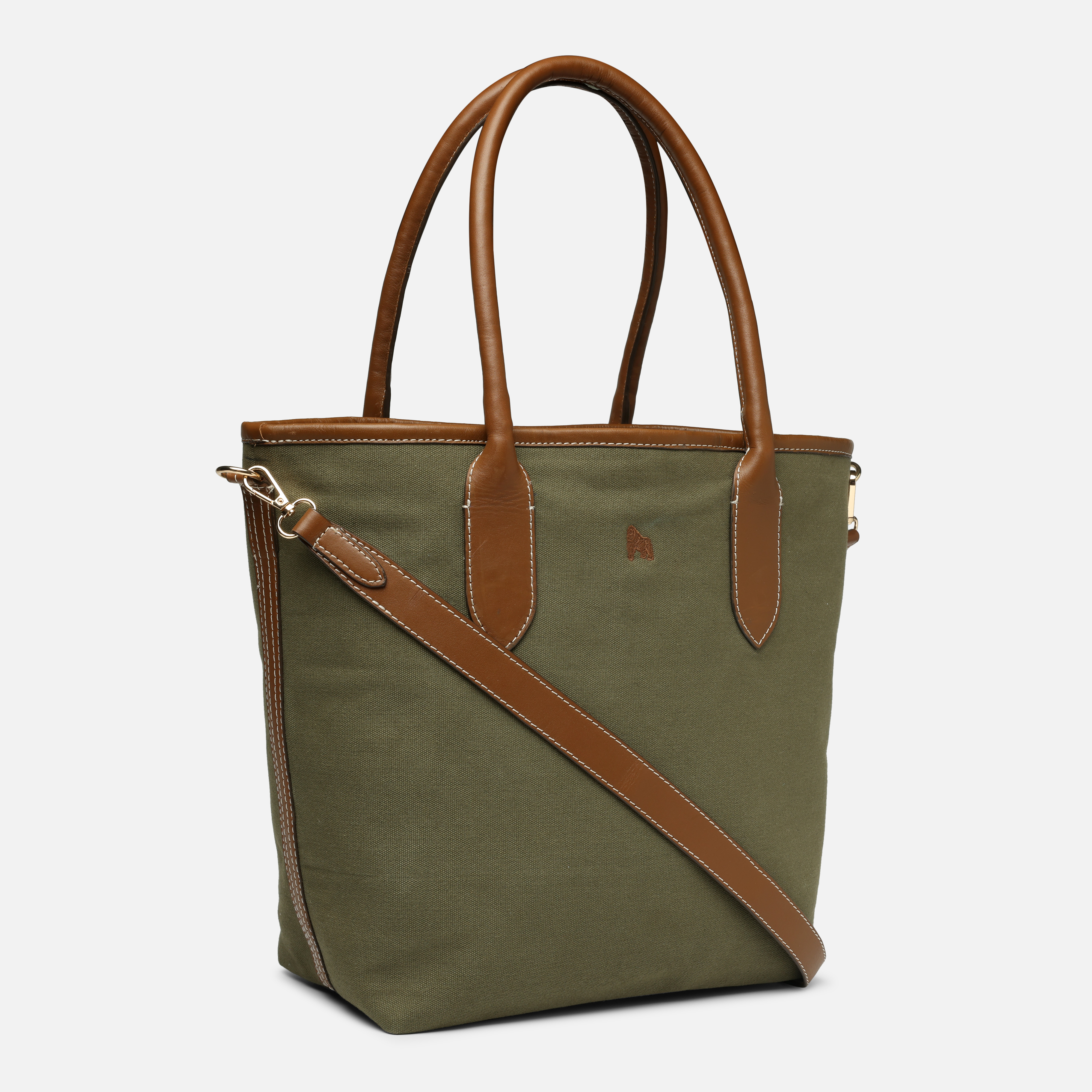 Elegant Khaki & Tan Bucket Bag